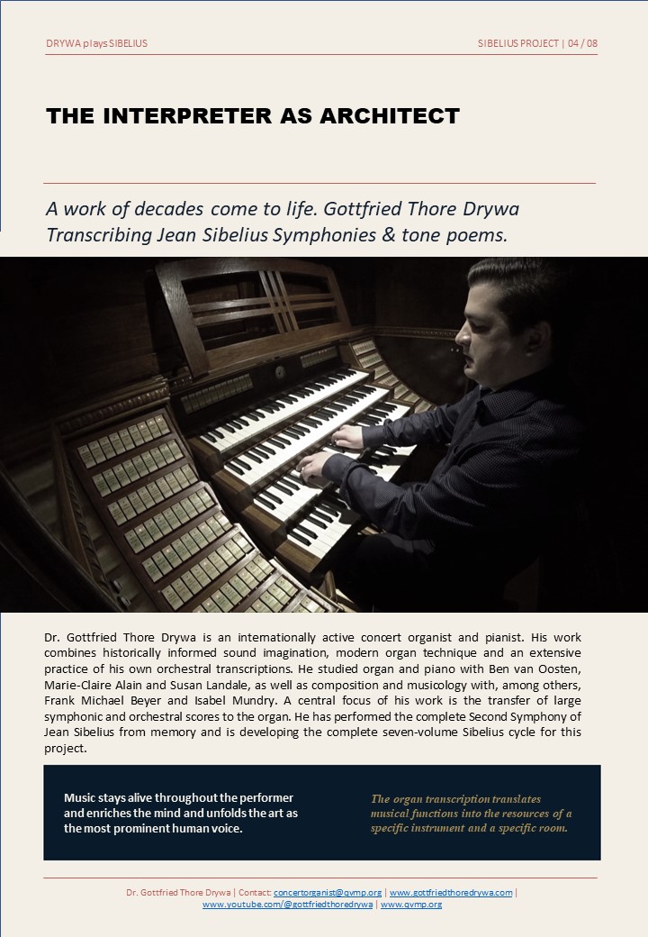 Page du projet Sibelius : l’interprète comme architecte